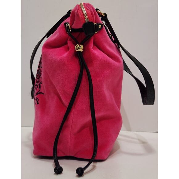 Hot Pink Juicy Couture Purse Zip Top Bag Handbag Y2K Velour Vintage - Picture 6 of 16